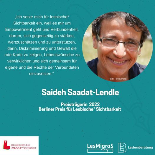 Saideh  Saadat-Lendle - Berliner Preis für lesbische Sichtbarkeit 2022